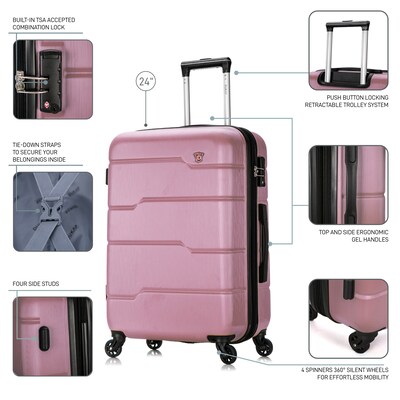 DUKAP Rodez 24" Hardside Suitcase, 4-Wheeled Spinner, TSA Checkpoint Friendly, Rose Gold (DKROD00M-ROS)