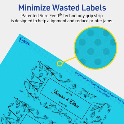 Avery Rectangle Multipurpose Labels, 2" x 5", Bright Blue, 320/Box (94241)