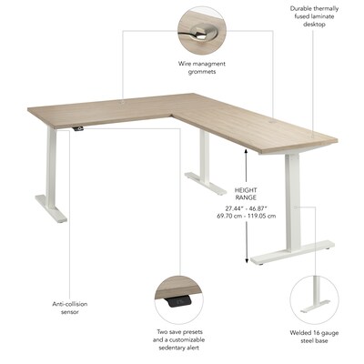 Bush Business Furniture Move 60 Series 60"W L Shaped Adjustable Standing Desk, Natural Elm (M6SL6078NEWK)