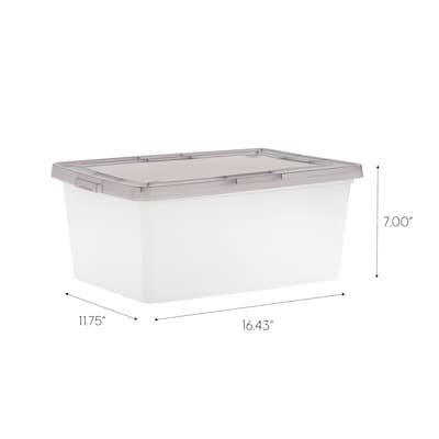 Iris 17 Quart Snap Top Plastic Snap Closure Storage Bin, Clear, 8/Pack (585103)