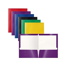 Better Office Glossy 2-Pocket Folder, Assorted Colors, 25/Pack (80195-25PK)