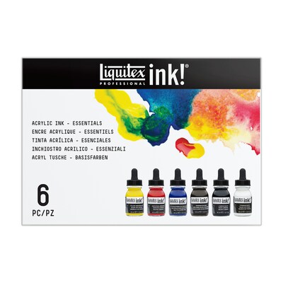 Liquitex Professional Acrylic Ink, Essential Colors, 30 mL Bottles, 6/Pack (LIQ3699314)