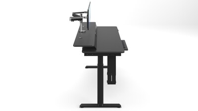 VersaDesk PowerLift Split-Level 72"W Electric Rectangular Adjustable Standing Desk, Black (PL2SD7230-BB)