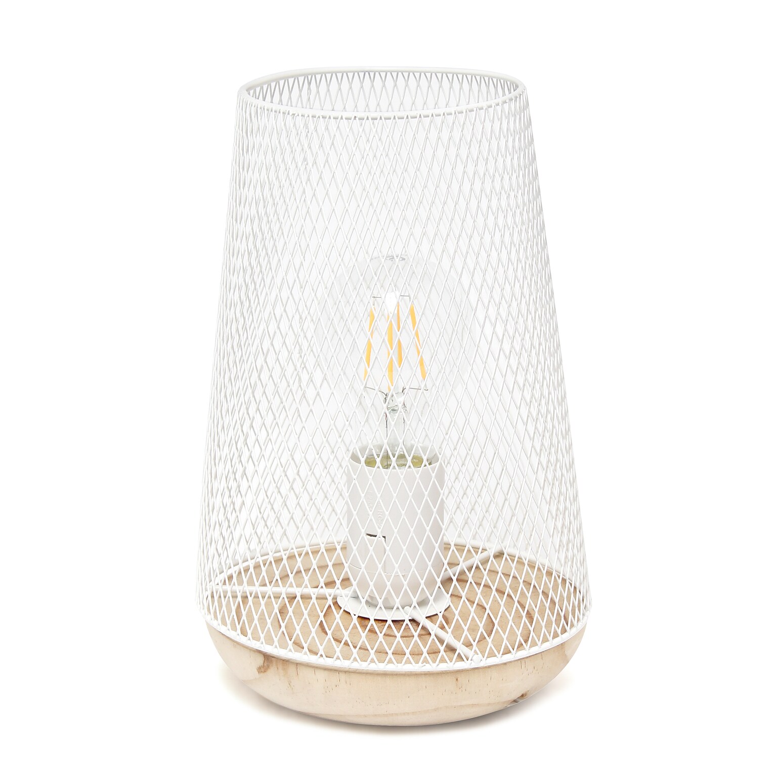 Creekwood Home Industrial Mesh 9 LED Table Lamp, White (CWT-1004-WH)