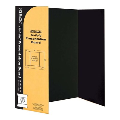 Bazic Tri-Fold Presentation Board, 36 x 48, Paper, Black, 24/Carton (BAZ5034)