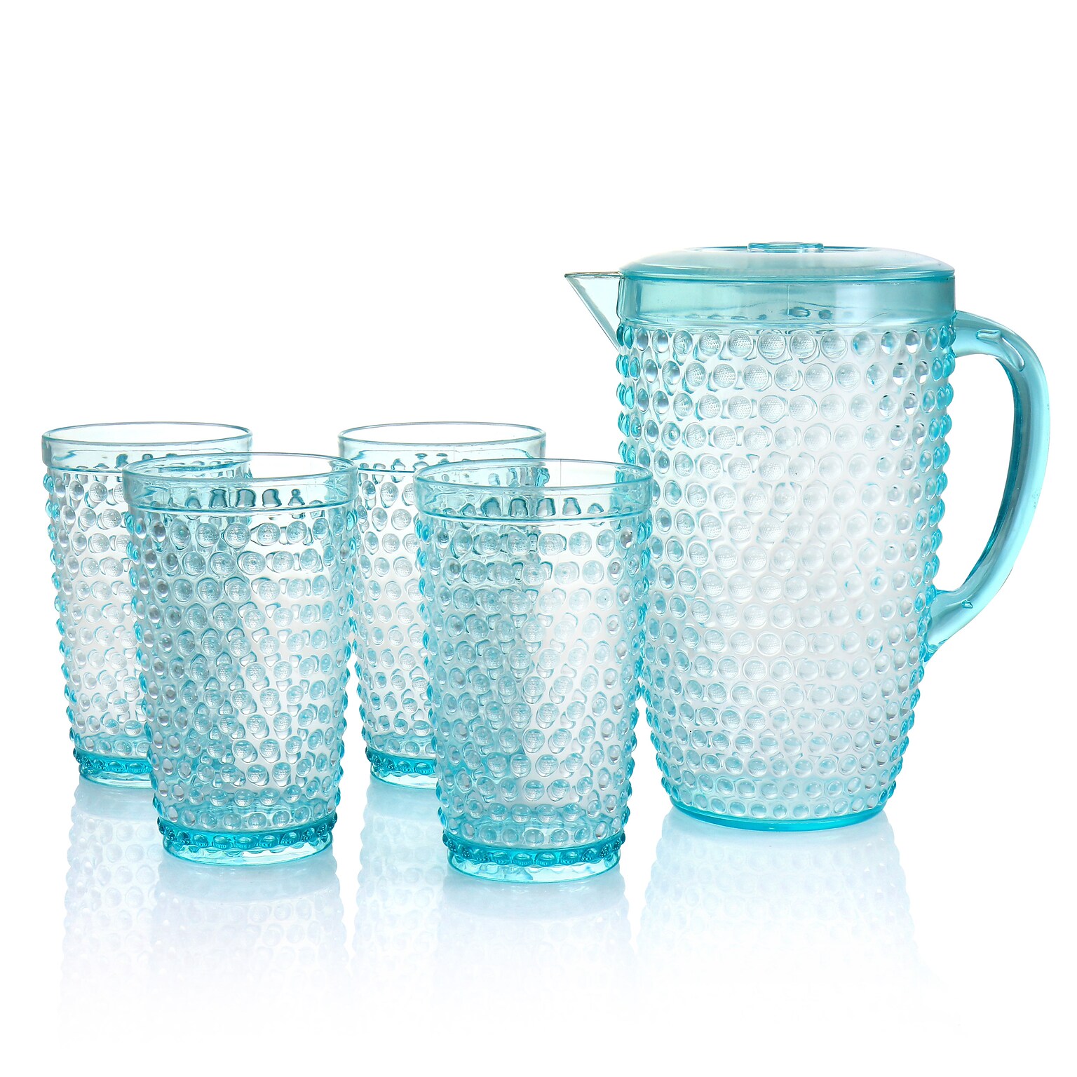 Gibson Home Malone Plastic Pitcher and Tumbler Set, 5 Piece, Light Blue (935116861M)