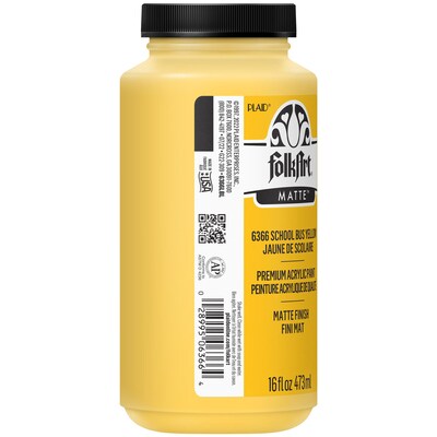 FolkArt Acrylic Paint Matte, 16oz., School Bus Yellow, 2/Pack (FLK6366-2)