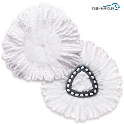 BISON LIFE Kleen Handler Microfiber Spin Mop Head Refill, White, 24/Pack (BPES-SPM-MFR-W-L-1-24A)