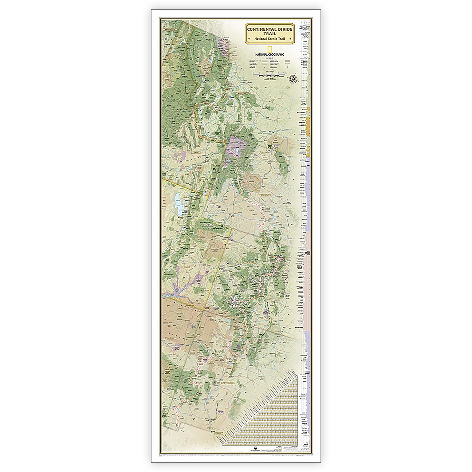 National Geographic Continental Divide Trail Map, In Gift Box, 18 x 48 (NGMRE01021204X)