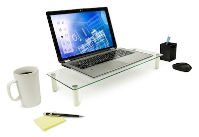Mount-It! Glass Monitor Riser, 22" Wide, Clear (MI-7263)