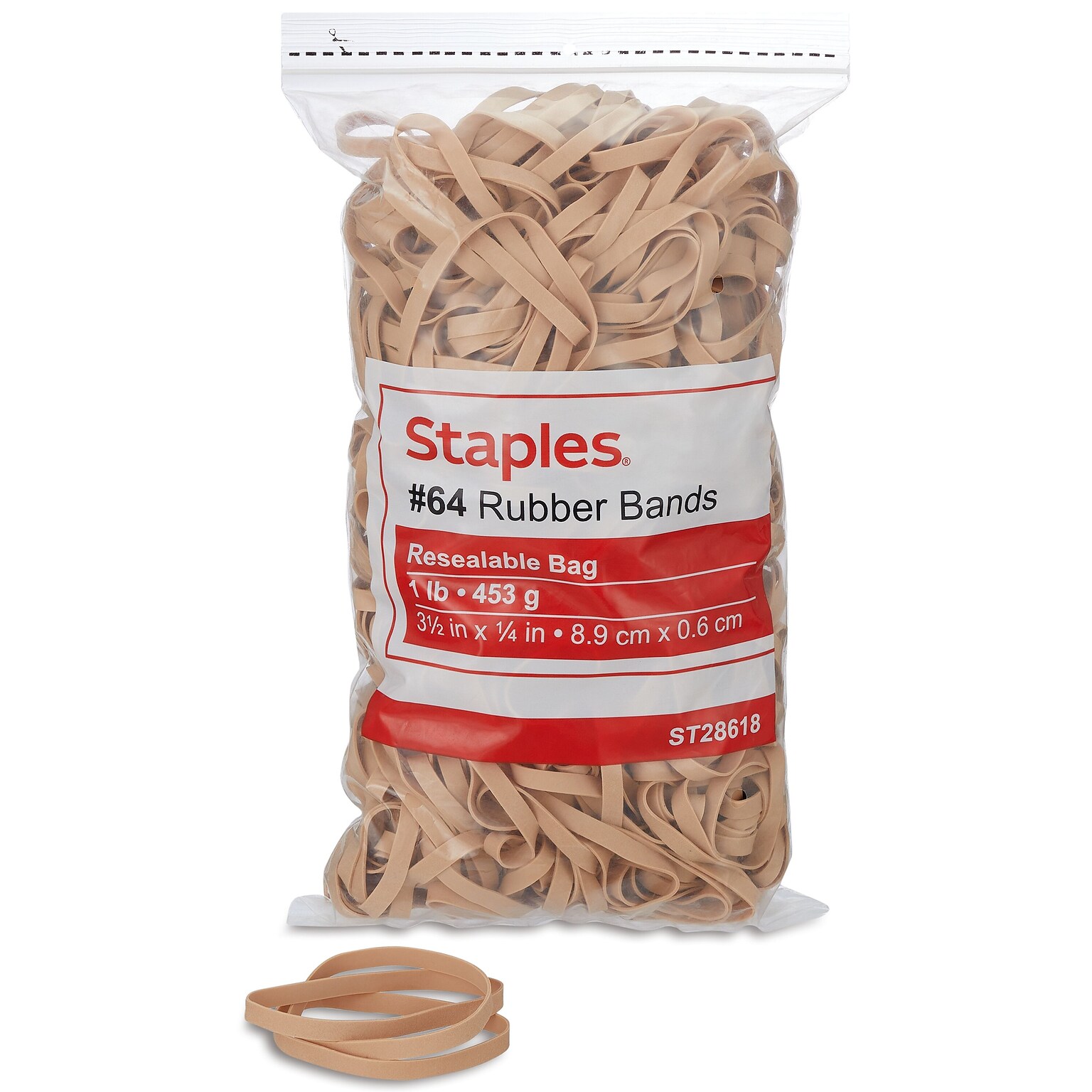 Staples Economy #64 Rubber Bands, 3-1/2x1/4, 380/Pack (28618-CC)