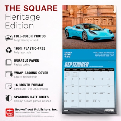 2027 BrownTrout Supercars 12" x 12" Monthly Wall Calendar (9798330711246)