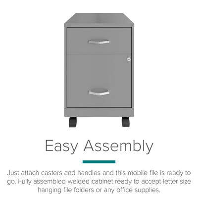 Space Solutions 18 2-Drawer Mobile Verticle File Cabinet with Accessory Drawer, Letter Width, Arcti