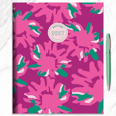 2027 TF Publishing Pom Poms 9" x 11"  Monthly Standard Planner, Paperboard Cover, Multicolored (27-4704)