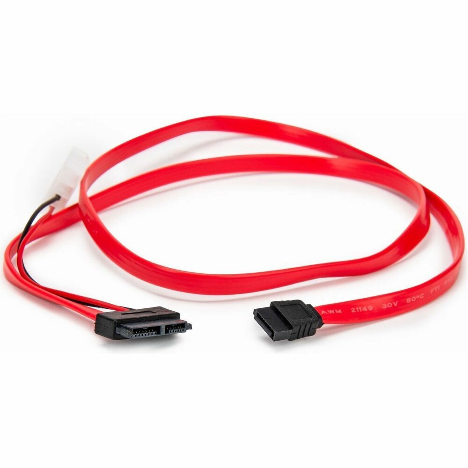Rocstor 3 Slimline SATA 3.0 to SATA 3.0/LP4 Adapter Cable, Female to Male, Red (Y10C869-RD)