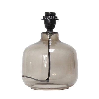 Simple Designs Glass Table Lamp Fabric Shade, Smoke with White Shade (LT2064-SMW)