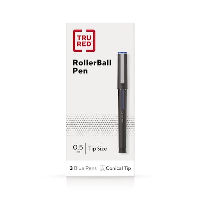 TRU RED™ Rollerball Pens, Fine Point, Blue, 3/Pack (TR57320)