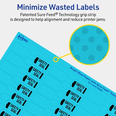 Avery Printable Decorative Edge Multipurpose Labels, 0.5" x 2.5", Bright Blue, 3600/Box (94749)