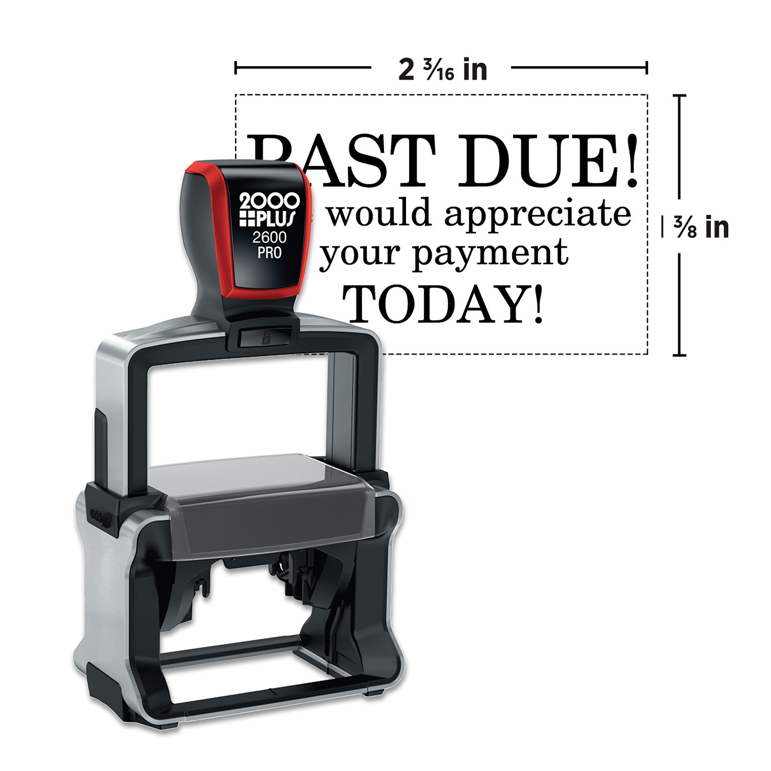 Custom 2000 Plus® Pro 2600 Heavy Duty Self-Inking Stamp, 1-3/8 x 2-3/16