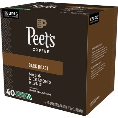 Peet's Coffee Major Dickason's Blend Single-Serve Keurig® K-Cup® Pods, Dark Roast, 40/Box (373354)