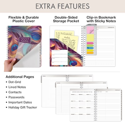 2027 Excello Brands Essential Pro 7" x 9" Weekly & Monthly Planner, Pastel Peacock (ESPRO-CY27-79-61)