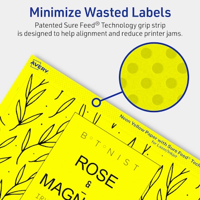 Avery Rectangle Laser/Inkjet Multipurpose Labels, 4.75" x 7.75", Neon Yellow (20/Pack)