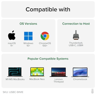 Plugable 9-Port USB-C Hub, Gray (USBC-9IN1E)