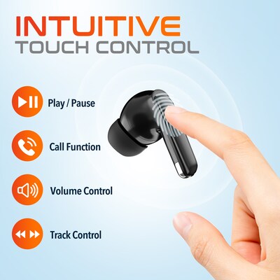 Delton T70 Wireless Noise Canceling Bluetooth Computer Earbuds, Black (DBHT70)