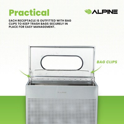 Alpine Industries Stainless Steel Trash Can, 23 Gallon, Silver (ALP438-23-SS-MK)