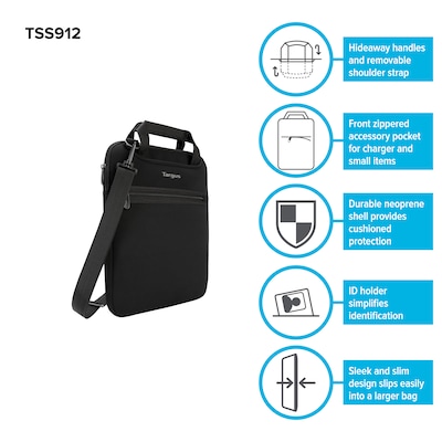 Targus Slipcase 12 Polyester Laptop Sleeve, Black (TSS912)