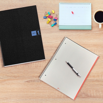 Miquelrius 1-Subject Notebook, 8.5" x 11", Graph-Ruled, 80 Sheets, Black/Blue, 10/Carton (49423CS)