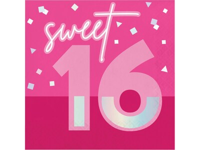 Creative Converting 16th Birthday Plates and Napkins Kit, Hot Pink (DTC9122E2H)