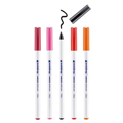 Edding Edd Textile Markers and Pens, 4600 Series Textile Pen, Assorted Ink, 5/Set (EDD446005999)