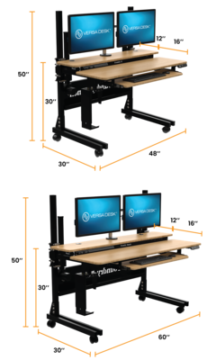 VersaDesk Foundry Bench 48"W Electric Rectangular Adjustable Standing Desk, Bamboo/Black (FB4830-BNB-APP)