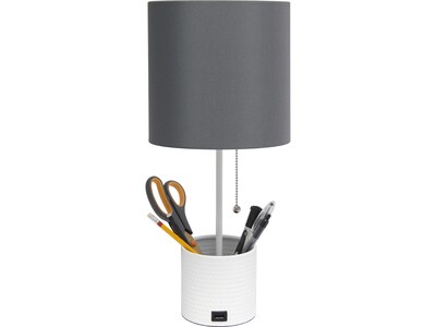 Simple Designs Table Lamp, White/Gray (LT1085-GOW)