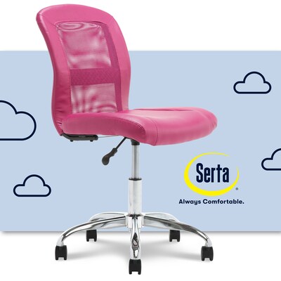 Serta Essentials Armless Ergonomic Bonded Leather/Mesh Swivel Task Chair, Pink (48740E)