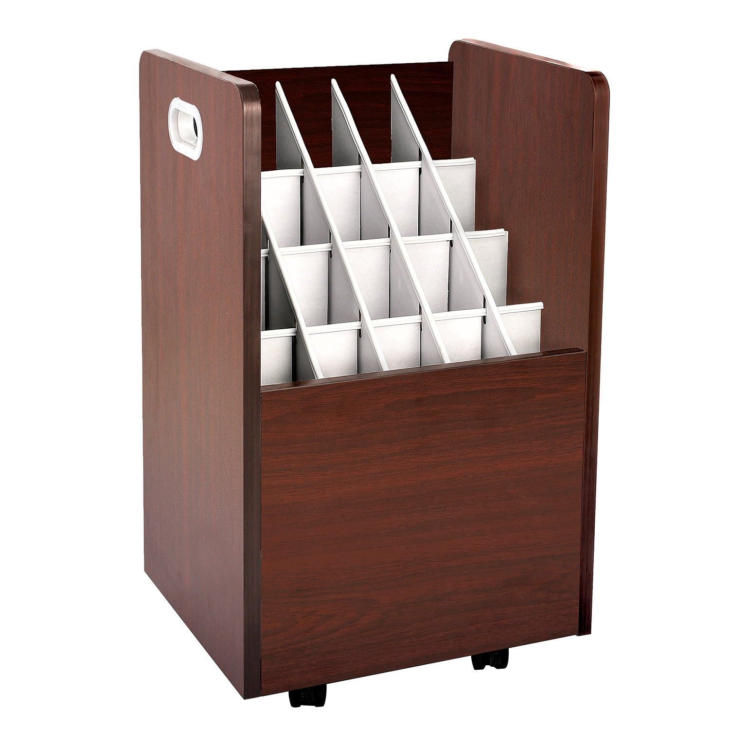 AdirOffice 20-Slot Mobile Roll File, Lockable, 24.75H x 15.25W x 13.25D, Mahogany (624-MA-KIT1)