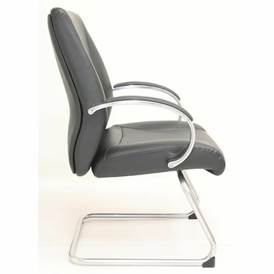 Lorell Pike Executive Low-Back Polyurethane Guest Chair with Aluminum Cantilever Base, Black (LLR63312)
