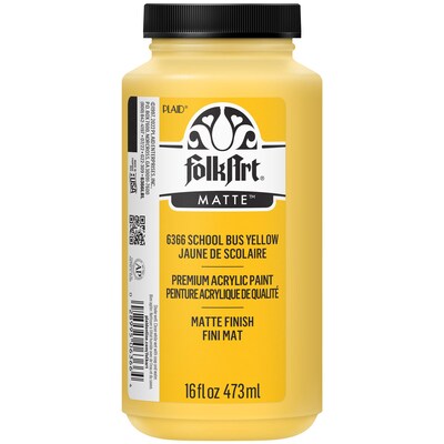 FolkArt Acrylic Paint Matte, 16oz., School Bus Yellow, 2/Pack (FLK6366-2)