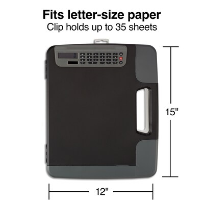 Staples® Portable Clipboard with Calculator; Heavy Duty, Black, 11 3/4 x 14 1/2 x 1 1/2, 1/PK