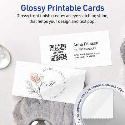 Avery Business Cards, 1-3/4 x 3-1/2, Glossy White, 400/Box (95285)