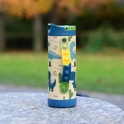 Elemental Iconic Pop Stainless Steel Triple Wall Insulated Water Bottle, 14 oz., Dinosaur (EMLEB14DN