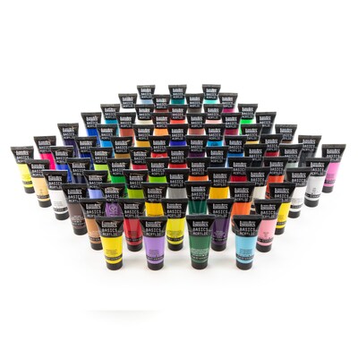 Liquitex BASICS Acrylic Paint Tube, Assorted Colors, 22 mL, 72/Pack (LIQ3699347)