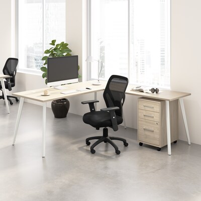 Bush Business Furniture Vista 72"W L Shaped Desk with Mobile File Cabinet, Natural Elm (VST007NESU)