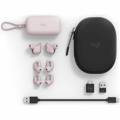 Logitech Zone USB-A Noise Canceling Bluetooth Stereo Phone & Computer Earbuds, UC Certified, Rose (985-001089)