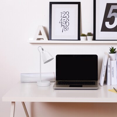 Simple Designs Sleek Essentials LED Desk Lamp, 16", White (LD1079-WHT)