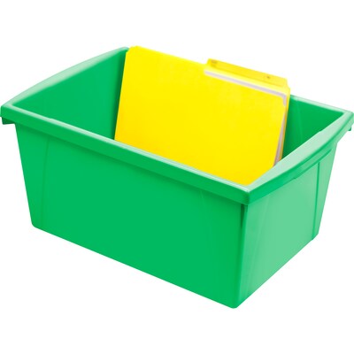 Storex Plastic Medium Classroom Storage Bin, 16.75"x 11.87"x 8.28", Green, Pack of 2 (STX61485U06C-2)