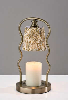 Simplee Adesso Twirl Candlewarmer 13.5" Halogen Table Lamp, Antique Brass/Beige/White Floral (SL1195-21)