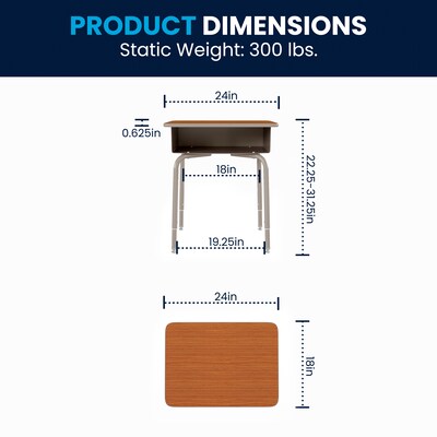 Flash Furniture Billie 24"W Student Desk with Open Front Metal Book Box, Walnut/Silver (FDDESKGYWAL)