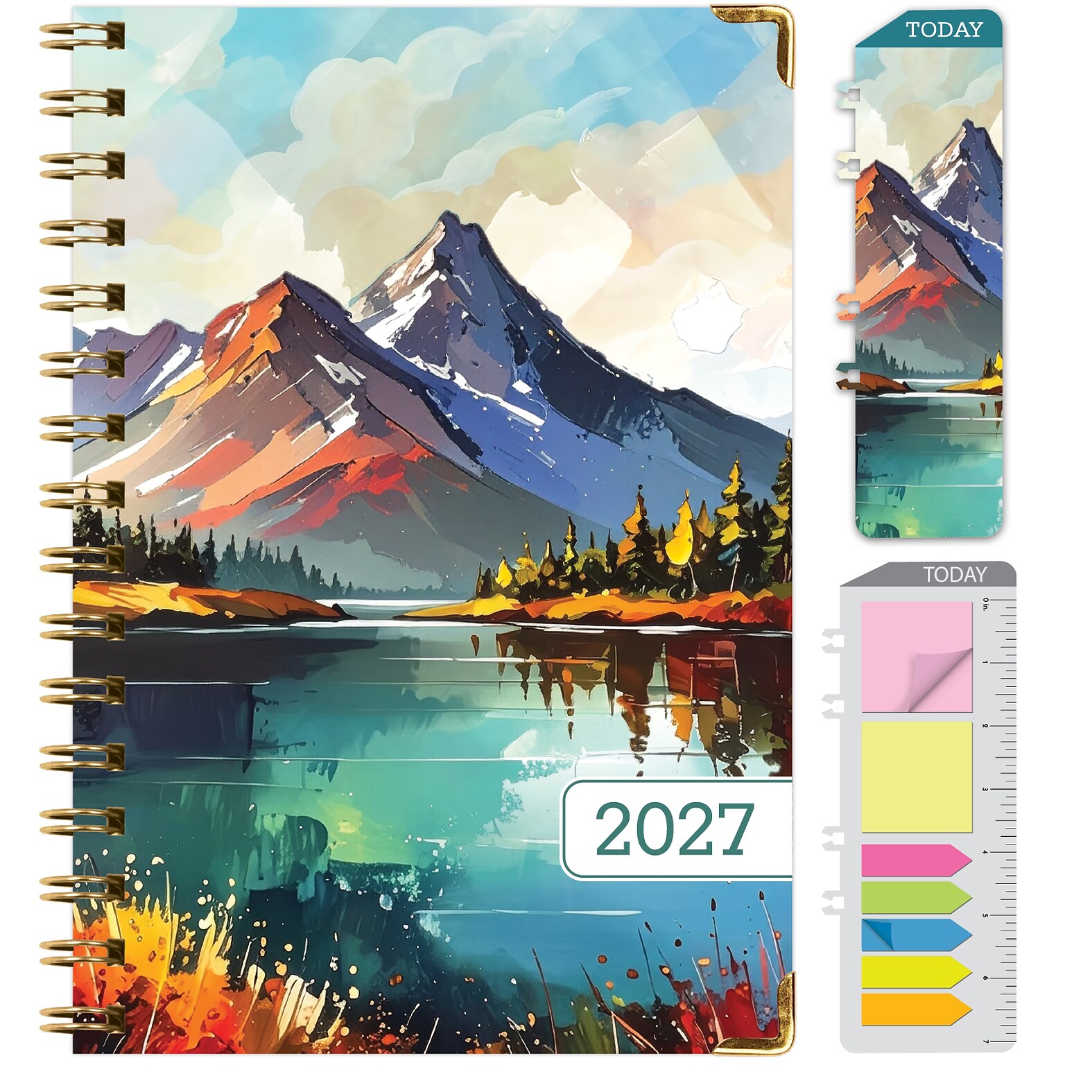 2027 Excello Brands 6 x 8 Weekly & Monthly Standard Planner, Paperboard Cover, Lake View (FSHN-CY27-58-82)